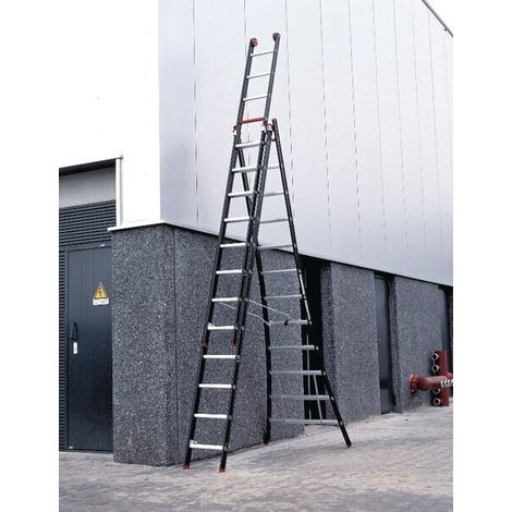 Escalera multiusos NEVADA  de 2 tramos  en negro  2 x 12 (1/5)