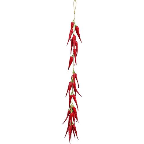 Piment d'espelette artificiel en guirlande Longueur 52 cm 16 piments rouges 1 cm (1/2)