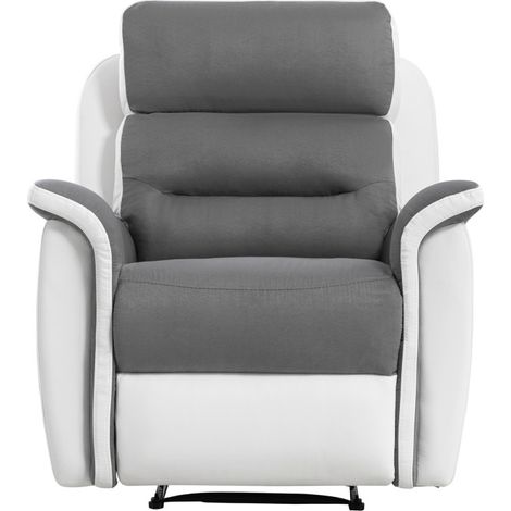 Loungitude – Fauteuil relax 1 place en microfibre et simili – Inclinaison 170° – Repose-pieds relevable – Dimensions 87 x 94 x 100 cm (1/7)