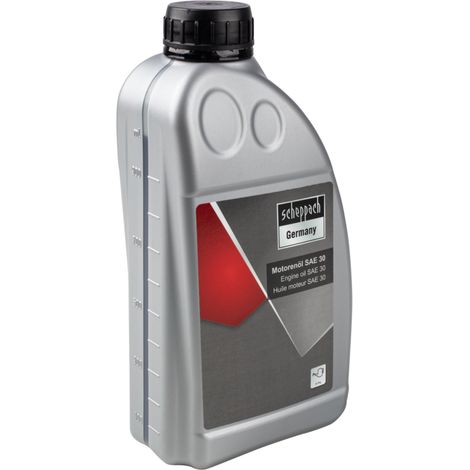 Scheppach Huile moteur SAE 30 - Huile pour tondeuse à gazon - Bidon d'huile 1 L - Graduations