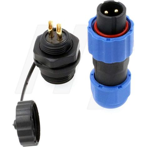 Connecteur SD13 à 2 broches 10 A - Circulaire - Étanche IP68 - Connecteur mâle femelle pour système d'alimentation extérieur (1/5)