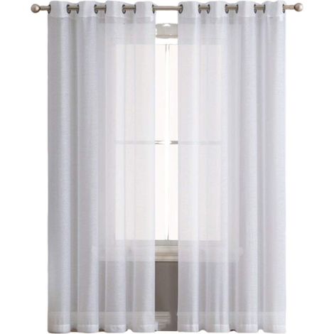 Ensemble de 2 Rideaux en Voile 134x160cm - Double Panneau en Tulle avec Oeillets - Draperies Modernes et Douces pour Décoration Blanche (1/5)