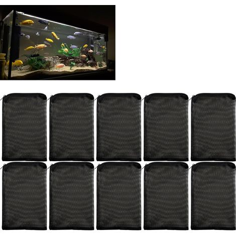 Lot de 10 Sac Filtrant Aquarium 15 x 20 cm, Sac pour Aquarium,Filet Aquarium,Sac Filtrant Maille Fine pour Aquarium avec Fermeture Éclair,pour Charbon Actif et Biosphères,pour Filtrage Efficace (1/5)