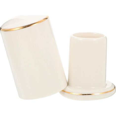 Boîte à Cure-Dents en Céramique Blanche Couvercle Anti-humidité, Distributeur Multifonction pour Bureau et Fête, Accessoire Pratique Maison (1/5)