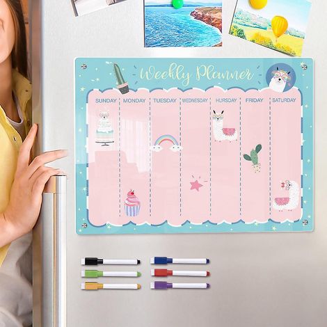 bloc-notes Magntique Pour L'agenda Hebdomadaire (petit), Avec Stylo, Tableau D'criture Acrylique Transparent Et Effaable, Mmo-conseils