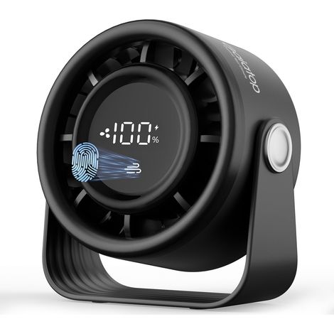 Petit ventilateur de table rechargeable, ventilateur personnel de 5 pouces avec batterie de 4000 mAh, contrôle tactile et écran LED, inclinaison à 360°, vent fort à 5 niveaux (1/5)