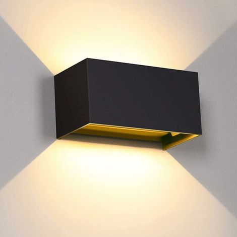 24W LED indoor wall light, adjustable angle, black aluminum living room wall lamp, IP65 waterproof outdoor wall lamp, warm white 3000K. (1/5)