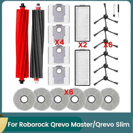 Filtre pour aspirateur brosse pour aspirateur Filtre de brosse pour aspirateur filtre de Accessoires Kit pour Roborock Qrevo Master/Slim Robot Aspirateur Main Side Brosse HEPA Filtres Serpillière Dust (1/5)