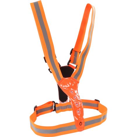 Gilet réfléchissant LED pour la course à pied, 3 modes d'éclairage, protection réfléchissante à 360°, couleur orange et rouge. (1/5)