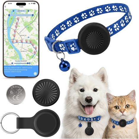Collar GPS para gatos, rastreador de perros GPS para gatos compatible con iOS y Android, sin suscripción, seguimiento global en tiempo real, repetición de viaje de 7 días, resistencia al agua IP67, ad (1/5)