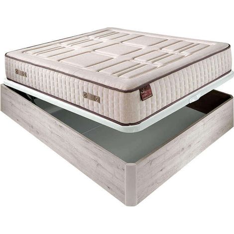 Matelas HR en coton avec visco extra ferme respirant 27 cm + canapé pliant bois 3D hauteur 34 cm  150x190 cm - nordique