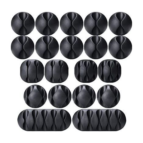 Set di 20 clip per cavi, organizer per la gestione dei cavi, organizer versatile per ufficio, cavi di alimentazione, cavi di ricarica USB, caricabatterie, cavi audio (1/5)