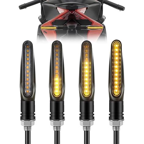 4 Pieces MiNi Clignotant LED Adapté Aux Motos E-mark DC12V IP67,Flowing Mode Clignotants Lumières Indicateurs de Tournage de Moto, Indicateurs de Moto LED,Pour Scooter Quad Cruiser Off Road (1/5)