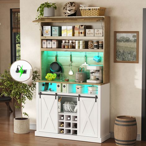 Armario cocina con vitrina y LED MDF 110x40x191 cm OKMYHOME (1/5)