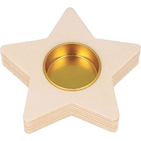 Bougeoir - ARTEMIO - Etoile - Bois - 10,5 x 11 x 2 cm - Décoration intérieure