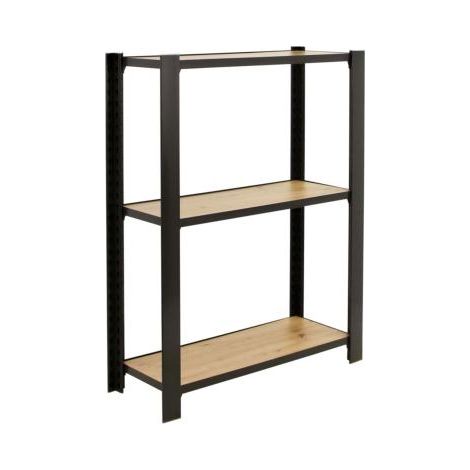 Étagère en métal anthracite chêne 3 étagères 200 kgs dim.1000x800x300mm sans vis (1/2)