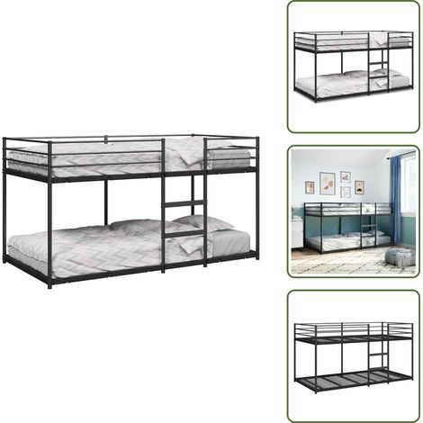 Etagenbett ohne Matratze Schwarz 90x200 cm Stahl - Etagenbett - Etagenbetten - Bettgestell - Bettrahmen