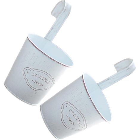 Lot de 2 jardinières suspendues en fer blanc NUOBESTY avec petit crochet, design simple et sûr (1/5)