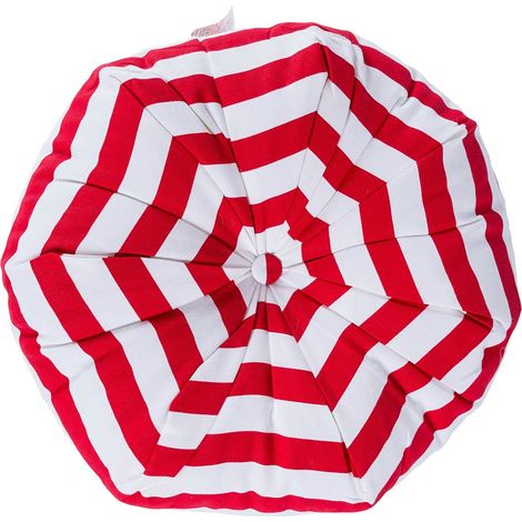 HOMESCAPES Coussin de sol à rayures rouges Ø 40 cm (1/4)