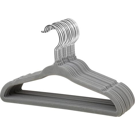 Lot de 15 Cintres en Velours pour Bébé, Cintres Antidérapants pour Enfants avec Crochet pivotant à 360°, Cintre Ultra-Minces pour Économiser de l'espace, Robustes et Durables (Gris) (1/5)