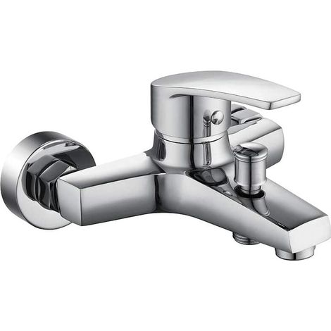 Robinet de baignoire en laiton Durable mitigeur de douche de salle de bain Chrome cuivre Surface montage mural pur Design aérateur démontable (1/5)