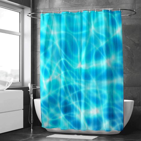 Rideau de douche motif poissons tropicaux aquarelle, rideau salle de bain imperméable, 180x180 cm (1/5)