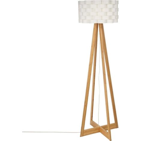 WELL HOME - Lámpara de pie en bambú color blanco Ø50x150cm