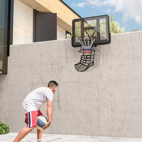 Rebondeur de basket 360° rotatif système d’entraînement tir rampe de rebond intérieur et extérieur noir. (1/5)