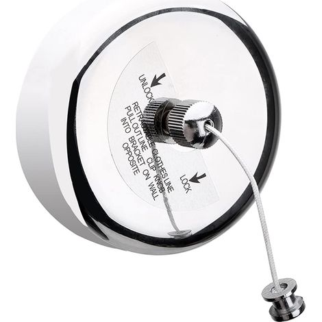 Corde à Linge Rétractable Murale Boîtier Chromé et Blanc 2 m 80 (1/5)