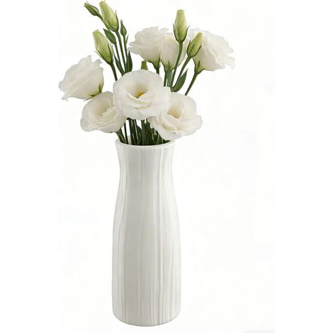Vase Géométrique, 20 cm Vase pour Herbe de la Pampa Arrangement Floral Créatif, Petits Vases Modernes en Plastique pour Décoration de Maison Bureau Salon Table Mariage, Blanc (A) (1/5)