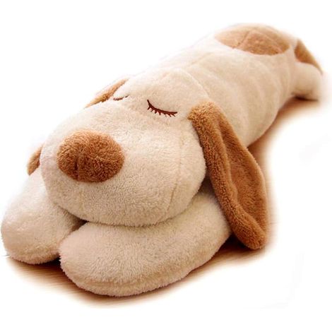 Chien en peluche géant, très grand, doux et moelleux, idéal pour les filles et les enfants (Blanc riz, 130 cm) (1/5)