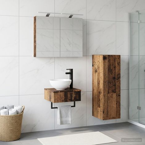 vidaXL Bathroom Cabinet Set 4 pcs Old Wood Engineered Wood (1/5)