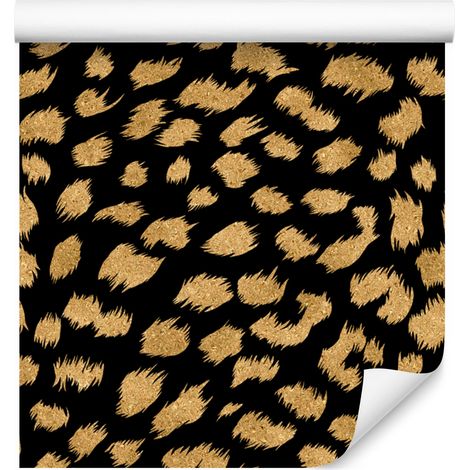 Papier peint cuir doré noir et ocre pour salon et chambre 50x1000 cm (1/5)