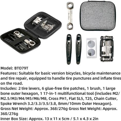 Fahrradreparatur-Werkzeugset, tragbares Multifunktionswerkzeug für die grundlegende Wartung von Fahrrädern und Mountainbikes