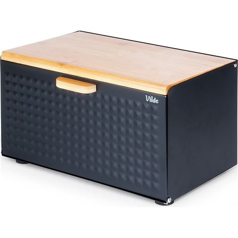 Boîte à pain en bois, de couleur noire, pour le plan de travail, la cuisine et le rangement à la maison.-AquaForge (1/5)