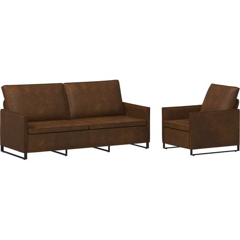 Sofa Set 2 pcs Brown Faux Suede Fabric vidaXL (1/5)