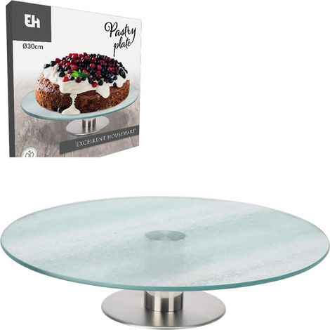 Drehbare Kuchen-Servier-Platte Glas Ø 30 cm -101001040-Kuchenplatte