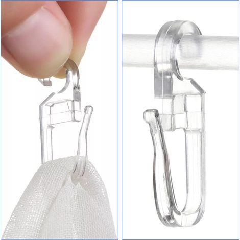 100 Crochet, transparent, plastique, pour rideau, anneau, tringle (1/5)