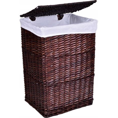 Weidenkorb für Wäsche, Unterwäsche, Kleidung, Truhe, Behälter, Organizer, groß 72 l