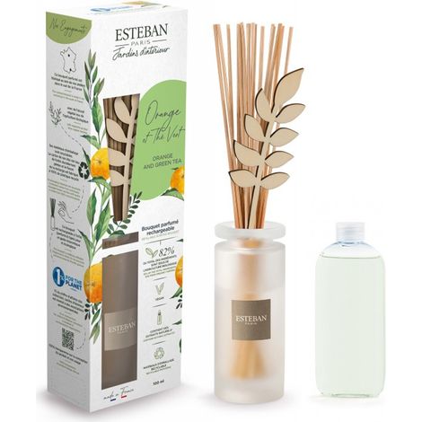 DIFFUSORE A BASTONCINI CON RICARICA ARANCIO E TE' VERDE 100ML