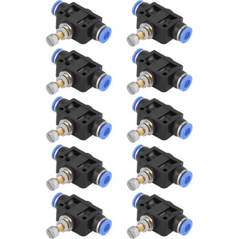 Packung mit 10 Schnellanschluss-Drehzahlreglern, 6-mm-Anschluss für pneumatische Luftdurchflussregelventile