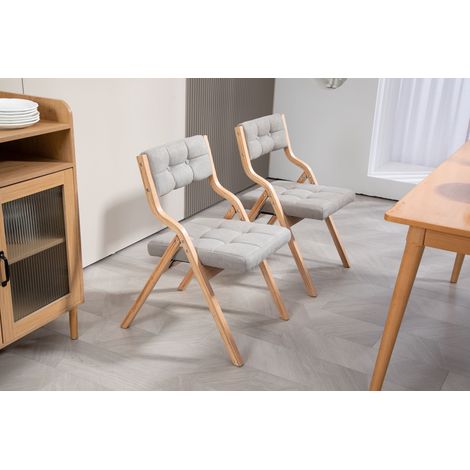 Chaise pliante HOMEFUN avec coussin, lot de 2 chaises en bois rembourrées, pliables et portables, idéales pour invités, cuisine, bureau, mariage et fête, gris (1/4)