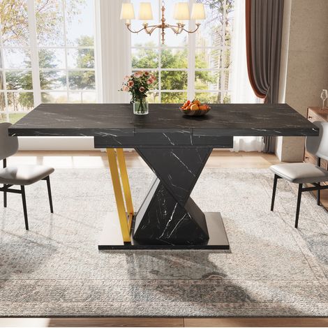 Mesa extensible comedor efecto mármol 110-140 cm OKMYHOME (1/5)