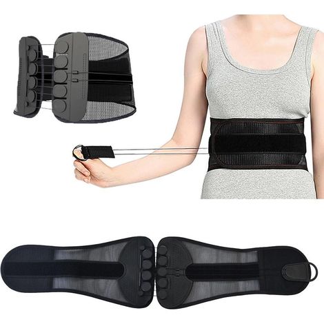Correcteur de posture dorsal réglable, ceinture lombaire de maintien respirante pour homme et femme, soutien de la colonne vertébrale, soulage les douleurs du dos, taille unique, noir, usage quotidien (1/5)