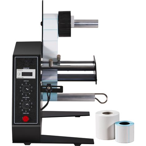 Mophorn Dispensador automático de etiquetas, 0,6"-4,9"/15-125 mm, largo 0,1"-5,9"/3-150 mm, máquina separadora automática de etiquetas, aplicador de etiquetas con velocidad ajustable, conteo automátic