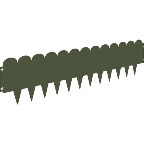 Borde de Césped 10 pcs 103 x 25 cm Acero Verde oliva vidaXL