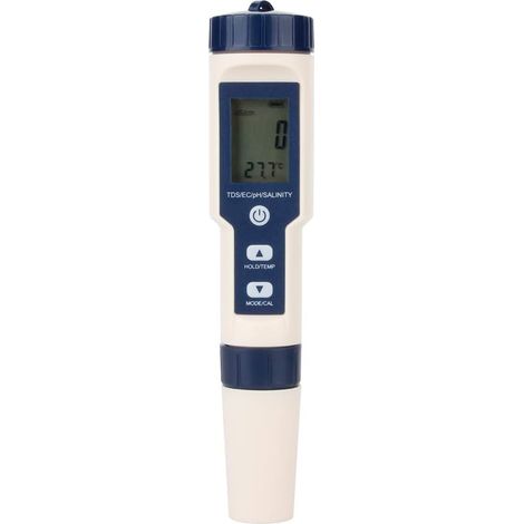 Testeur Multifonctionnel de la qualité de l'eau Testeur d'eau 5 en 1, TDS numérique/EC/Salinité/PH/Compteur de température pour Eau Potable, Piscine, Aquarium, Aquarium, Culture hydroponique (1/4)