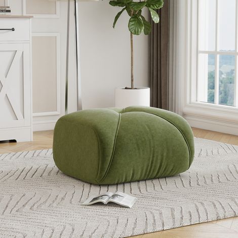 Ottoman de chenilla verde, 78 x 76 x 45 cm OKMYHOME (1/5)
