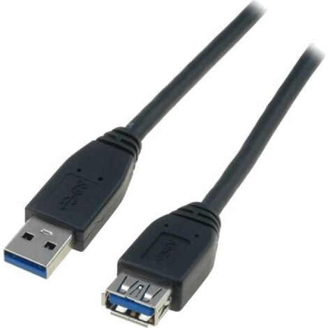 Cable- USB 3.0- USB A socle.USB A prise- nickele- 3m- noir