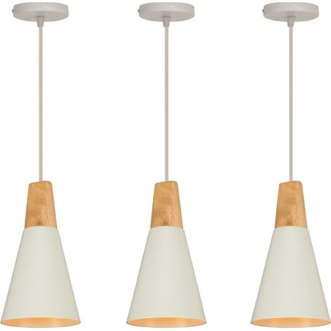 Lustre Suspension Vintage Luminaire Plafonnier Ajustable Lampe Suspension Interieur pour Chambre Couloir Salon E27 Blanc Ø14CM - 3Pcs (1/5)